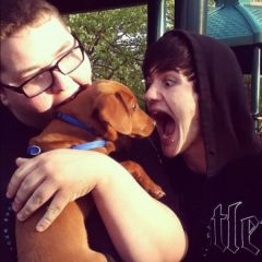 Alex and Tyler tormenting the puppy, lol