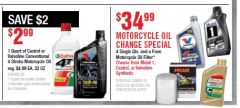 AutoZone motorcycle oil on sale: Mar 6-Apr 2, 2012