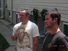 Me and my brother inlaw playing beer pong.
I'm in the marley shirt.