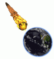 Animated meteor heading towards earth