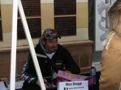 Biaggi signing autographs at the opening night downtown party