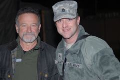 Robin Williams and I on my birthday @ the USO Holiday Tour